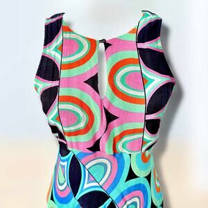 Anthropologie Geometric Midi Dress Keyhole Neck Colorful Pucci Vibes Size 2- NWT